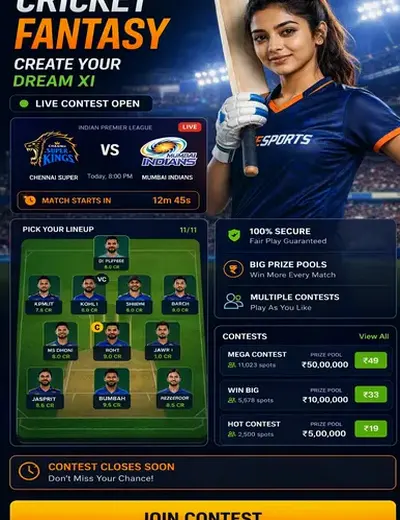 9GAME (9 game bet) fantasy cricket & matchday visual 3